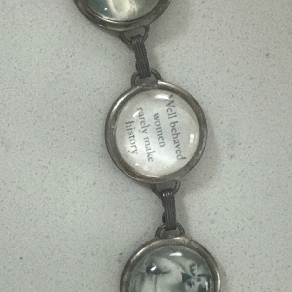 “Well Behaved Women Rarely Make History” Vintage Style Black and White Bracelet